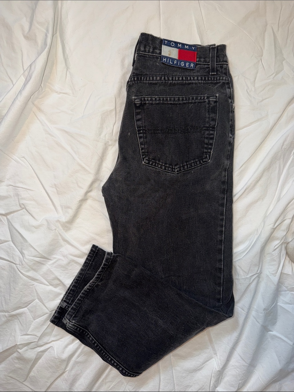 Tommy Hilfiger Women’s Washed Black Straight-Leg Jeans